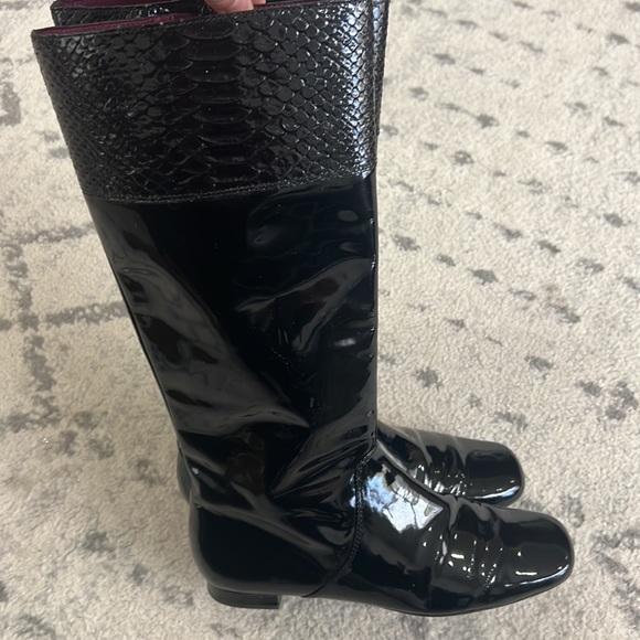 Coach FRESNA Patent Leather Knee-High Boot Black 7 riding croc embossed 7B - Picture 3 of 16
